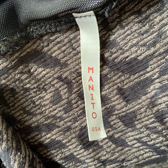 Vintage Manito Bodycon Dress Women Medium Tan Black Floral Rose Sheer Mesh Party - Picture 7 of 12